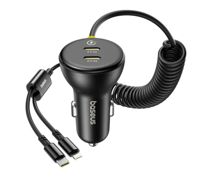 Ładowarka do smartfonów Baseus Car Charger (C+C)+(C&L) Cable 60W Black